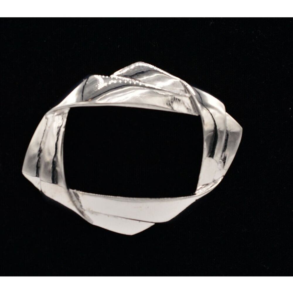 Mj Ent Vintage Statement Pin Brooch Silver Abstract Geometric Signed 1980s BinV